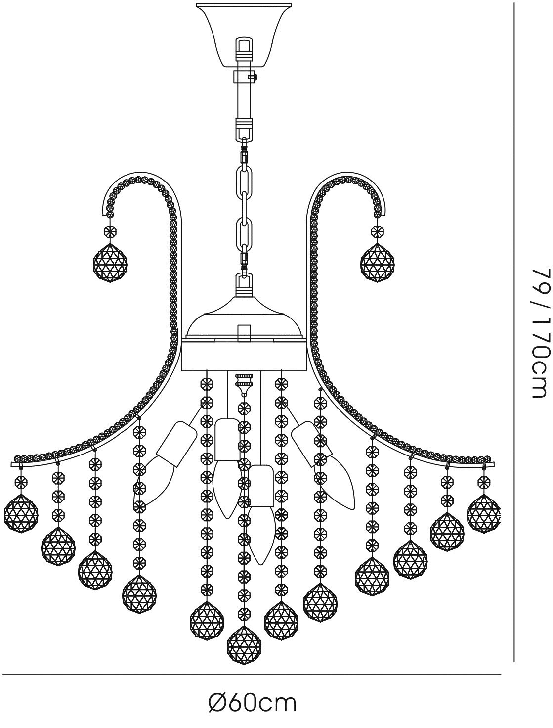 Bask Crystal Ceiling Lights Diyas Multi Arm Crystal Fittings
